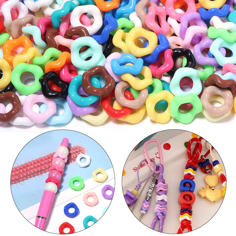 Phone Accessories Jewelry - 100pcs/lot Colorful Wave Ring Acrylic Beads