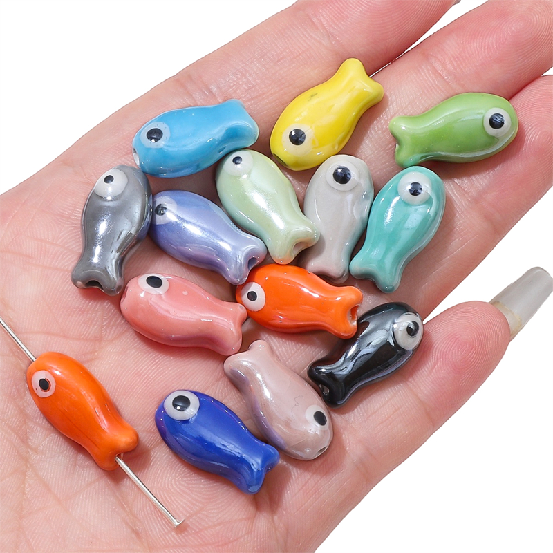 10Pcs Vintage Fish Ceramic Bea - Phone Accessories Jewelry incelemesi ve fiyatı