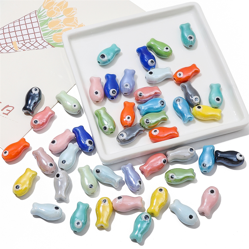 10Pcs Vintage Fish Ceramic Bea - Phone Accessories Jewelry incelemesi ve fiyatı