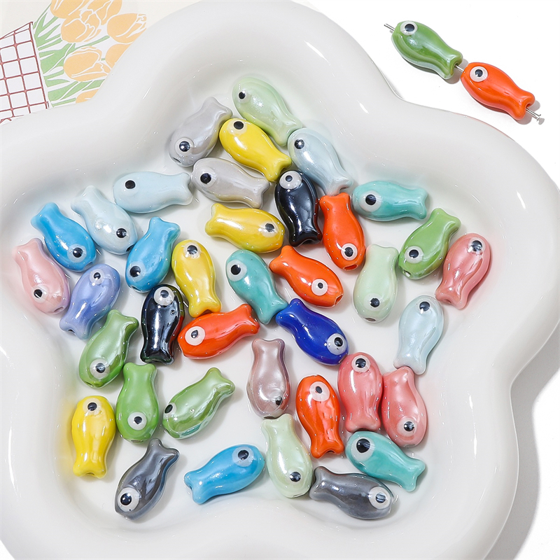 10Pcs Vintage Fish Ceramic Bea - Phone Accessories Jewelry incelemesi ve fiyatı