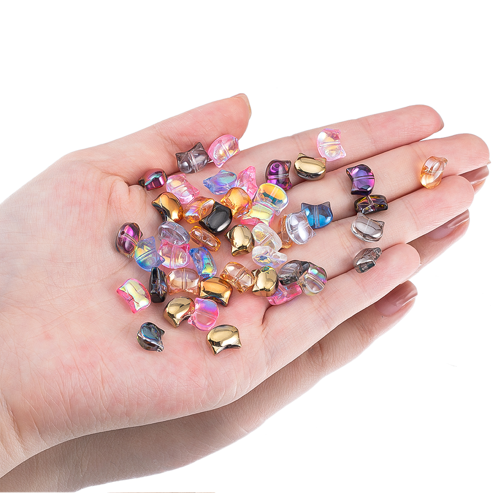 50pcs Colorful Cat Head Glass  - Phone Accessories Jewelry incelemesi ve fiyatı